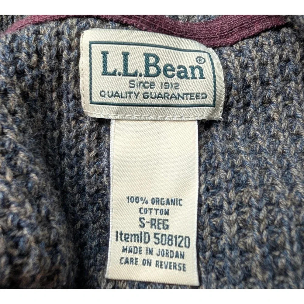 NWOT LL Bean Size S Organic Cotton Waffle Sweater Quarter Zip Gray Marl Gorpcore